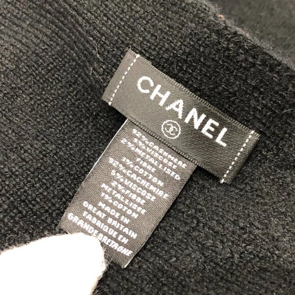 CHANEL Total Pattern CC Mark Apparel accessories Scarf Cashmere Black - Picture 7 of 15